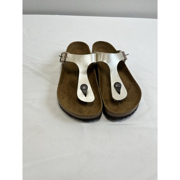 Birkenstock Pearl Ivory Women 38 Gizeh Slip On Thongs  Flat Sandal Shoes. 🤍 - Picture 3 of 7
